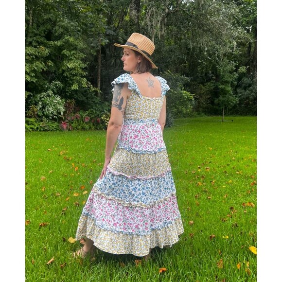 AMARANTE do Brazil Mixed Floral Tiered Maxi Dress Colorful Resort Luxury 6 - Picture 6 of 13